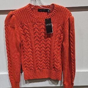 Women's Orange Cable Knit Sweater